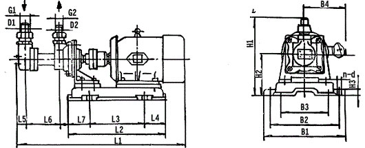   3G25×4、3G36×4型船用三螺桿泵外形及安裝尺寸